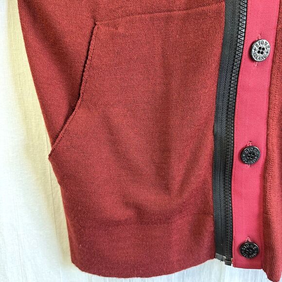 Stone Island Shadow Project Men's Knit Zip-Up Dark Red Wool Blend Cardigan Sz M - Picture 6 of 16